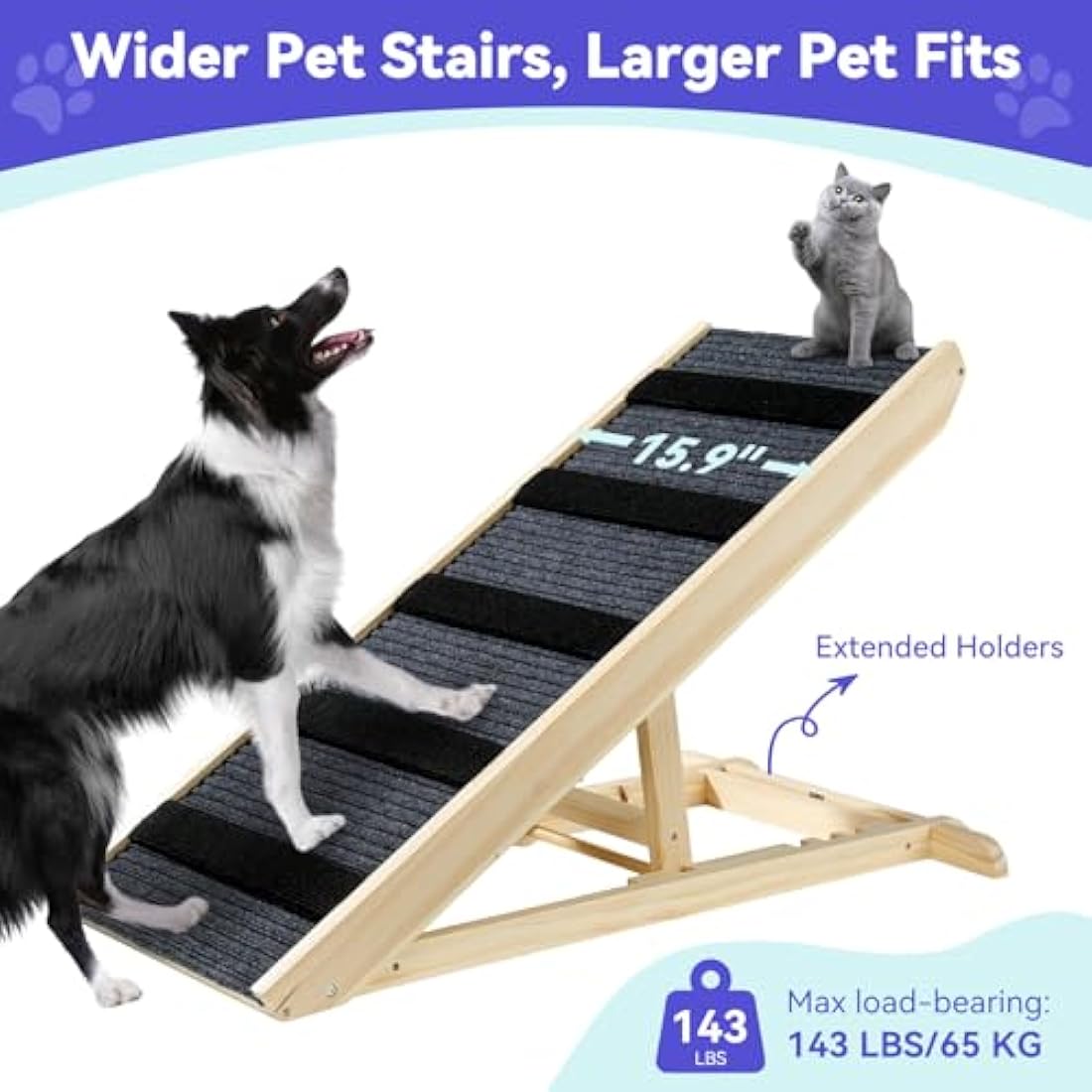 Wooden Dog Ramp | Adjustable Height Portable Pet Step