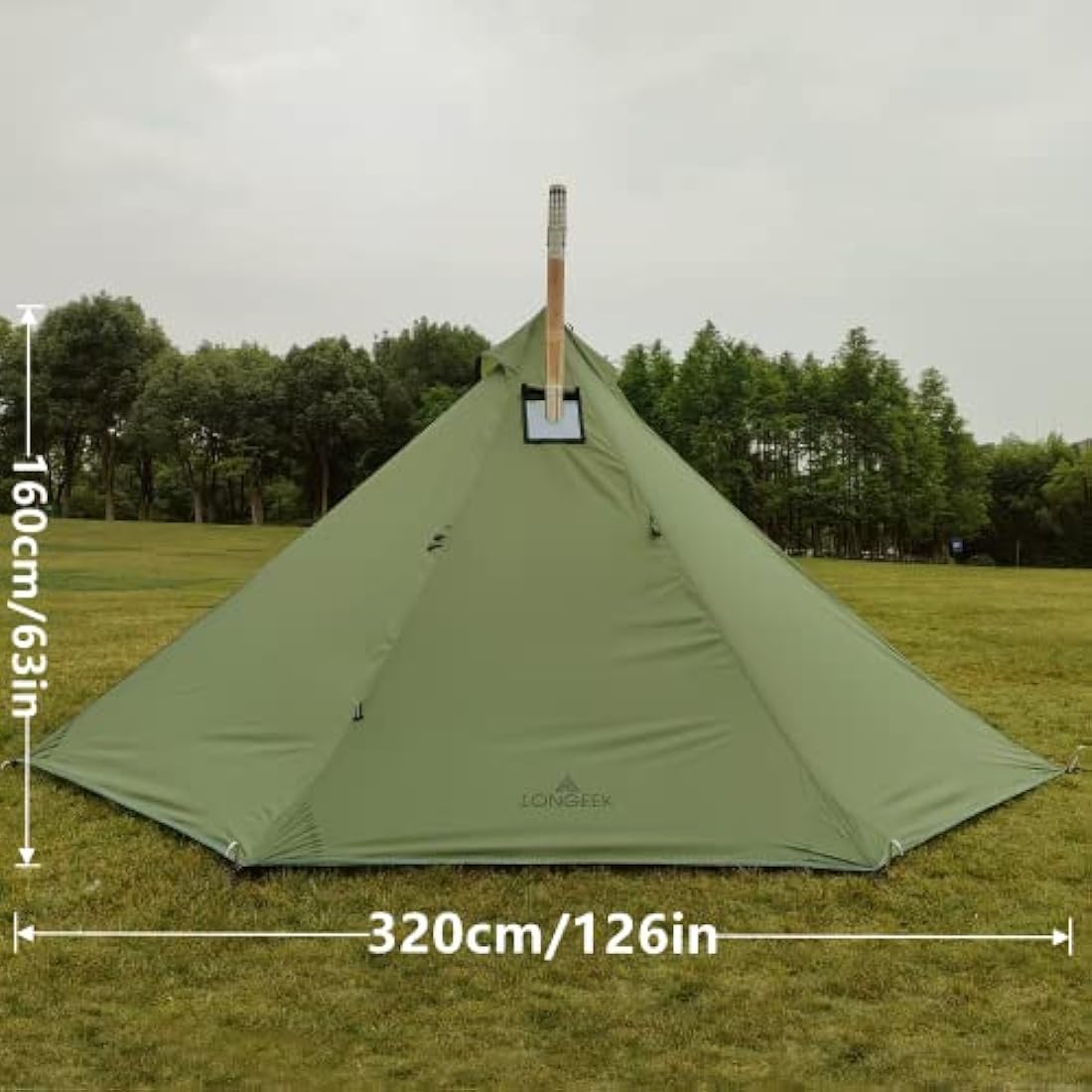 Longeek 2-Man Hot Tent | Ultralight Waterproof 4-Season Teepee with Porch