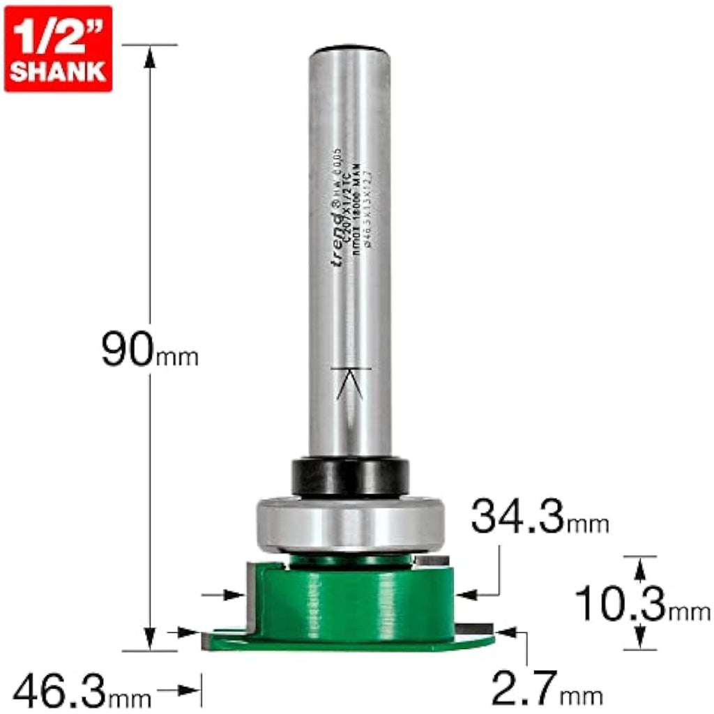 Trend CraftPro Aquamac 21 Recesser Router Bit | 1/2 Inch Shank | C207X1/2TC