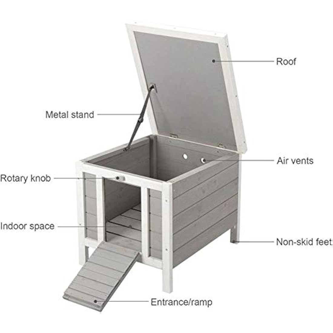 Bunny Business Wooden Rabbit & Guinea Pig Hide House – Grey Weatherproof