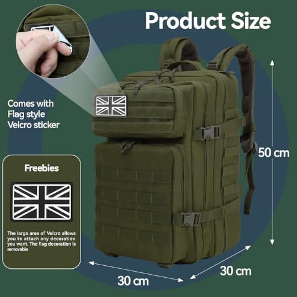Delgeo 45L Military Tactical Backpack – Waterproof Molle Assault Pack