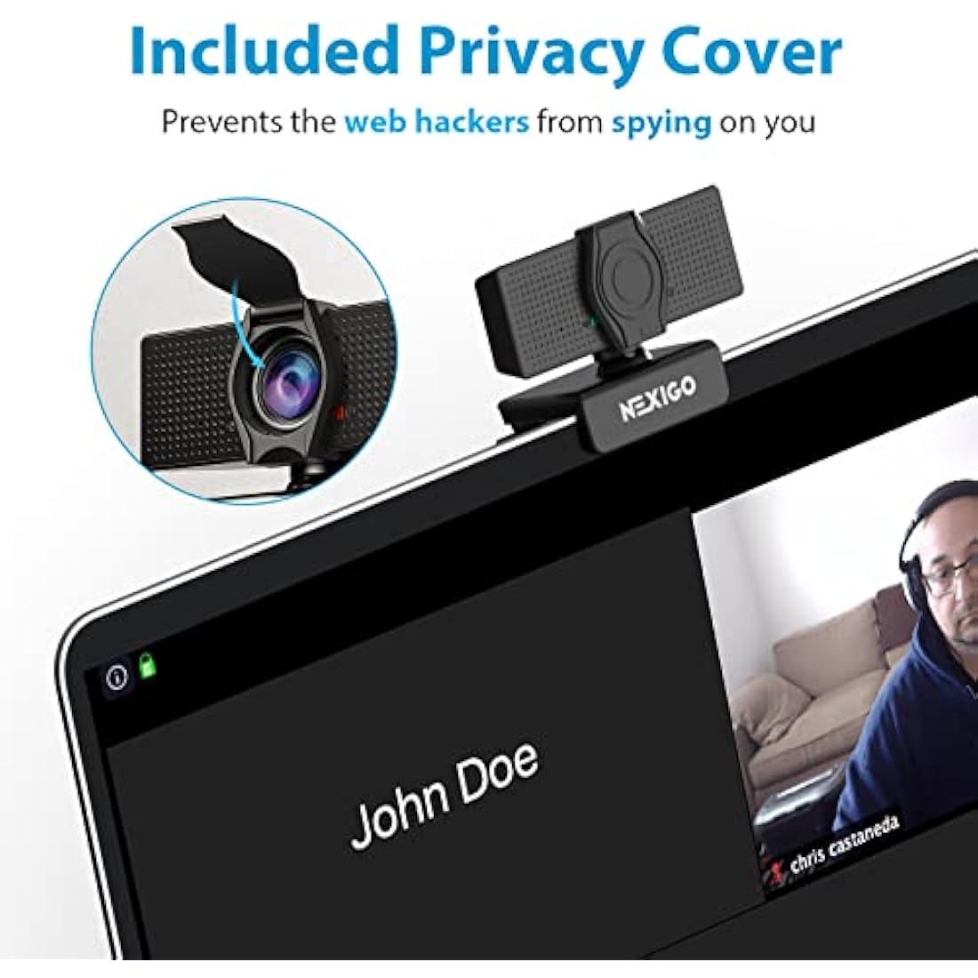 NexiGo N60 1080P Webcam | USB Computer Camera with Privacy Cover
