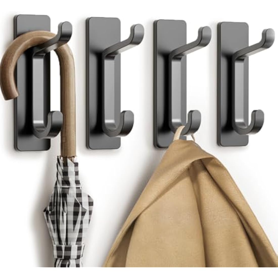 Jolof Store Adhesive Wall Hooks – Heavy Duty Stainless Steel, 4 Pack
