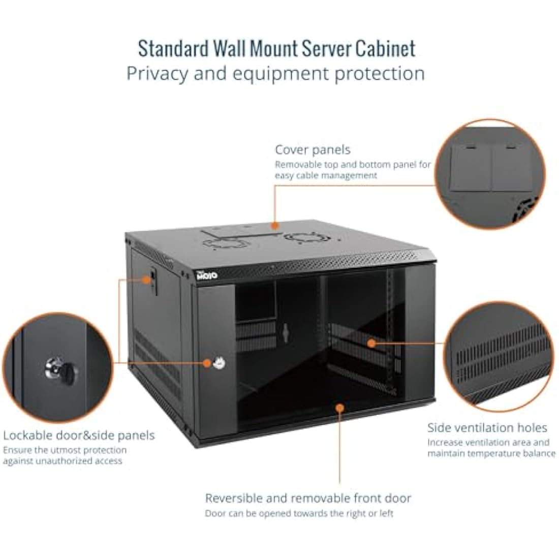 Tecmojo 6U Wall Mount Server Cabinet | 450mm Deep IT Network Rack