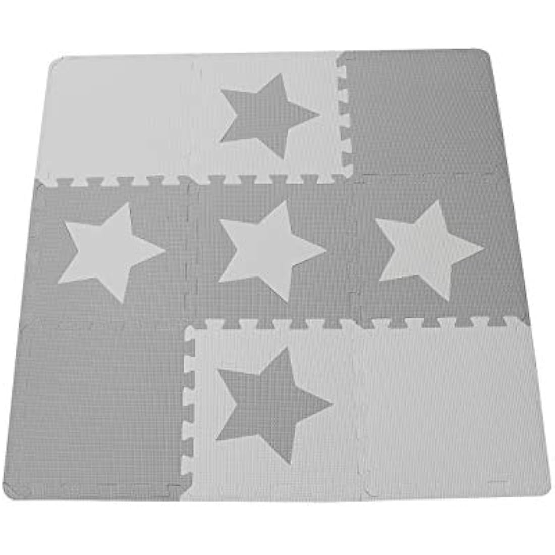 Grey Interlocking Foam Baby Play Mat – 9 Star Pattern Tiles