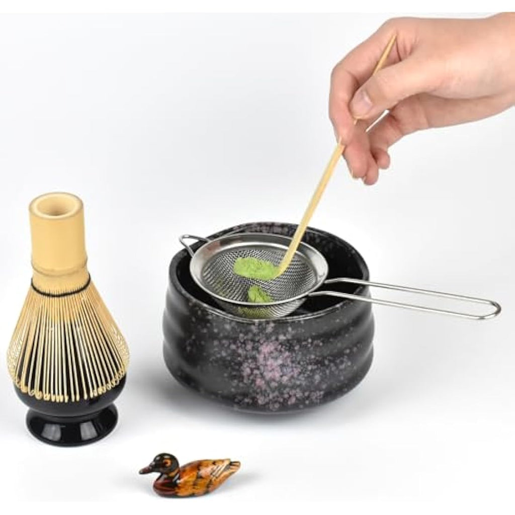 Artcome Matcha Ceremony Kit – 7-Piece Bamboo Tea Set with Bowl (Black)