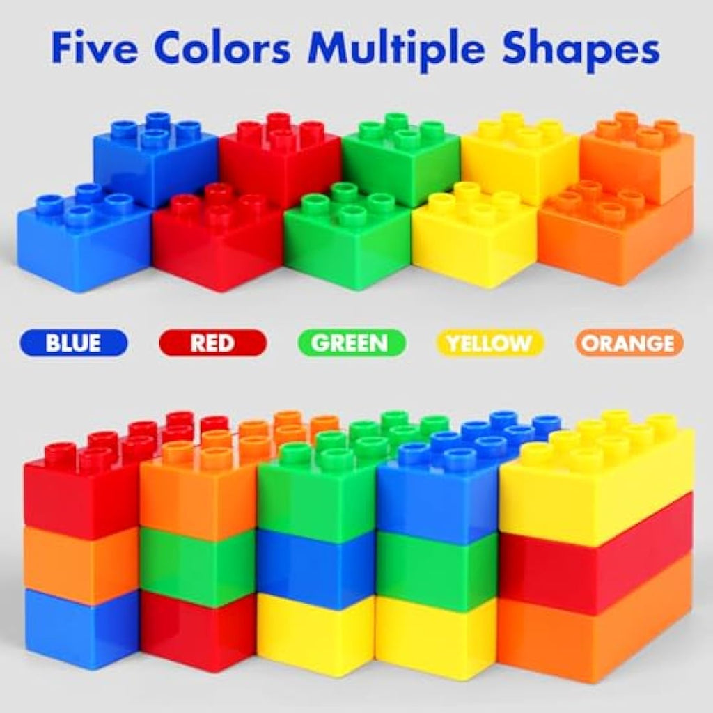 HIUME 100pc Large Building Block Set | Duplo Compatible Toddler Bricks