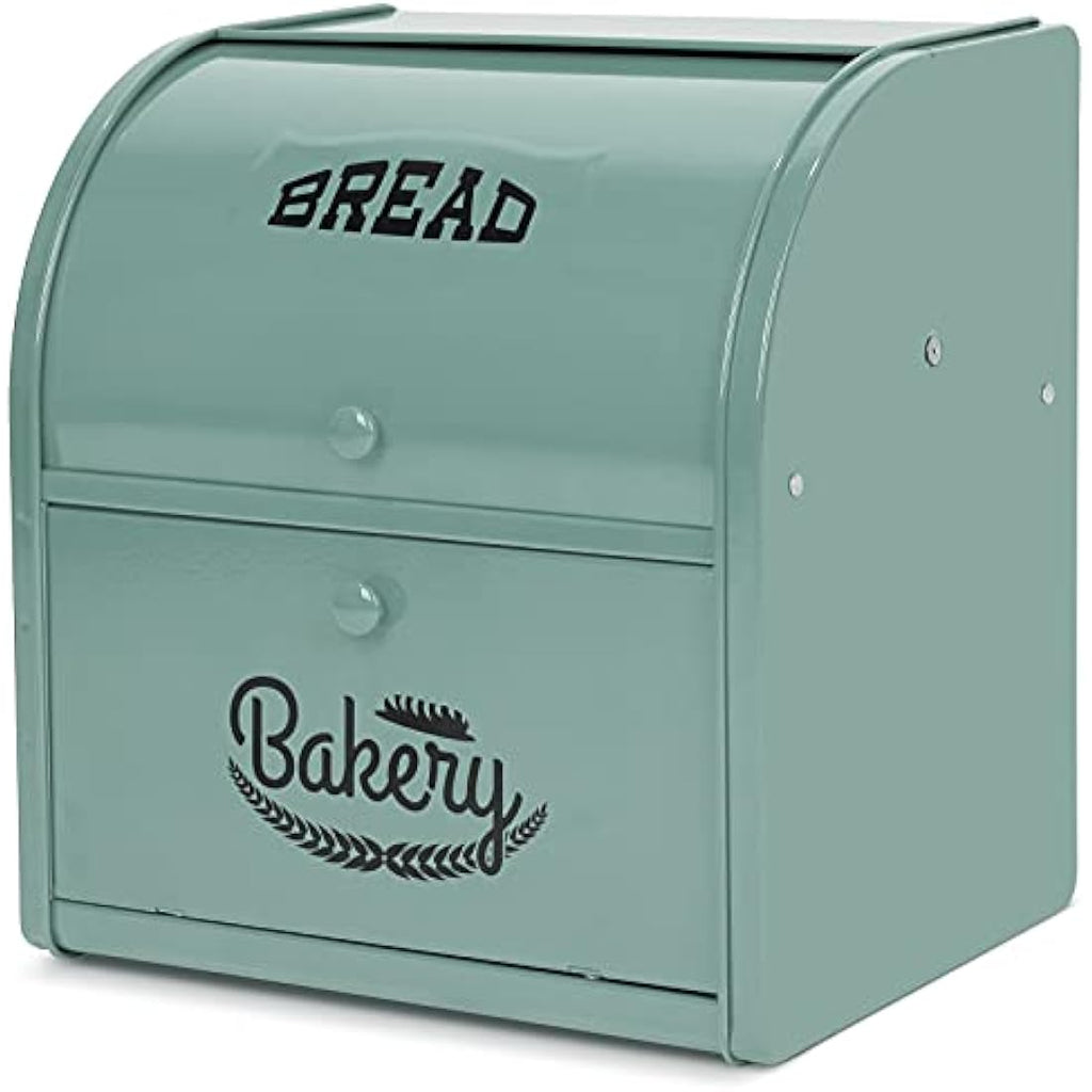 Jolof Store Double Layer Bread Bin – Large Black Stainless Steel Box