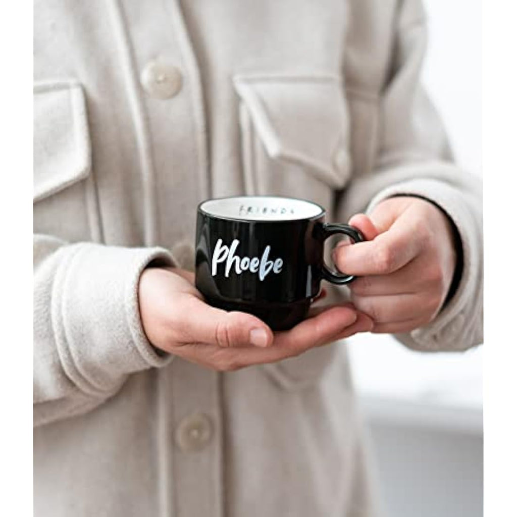 Friends TV Show Stacking Mugs Set of 6 with Stand - 5.4oz Porcelain Cups