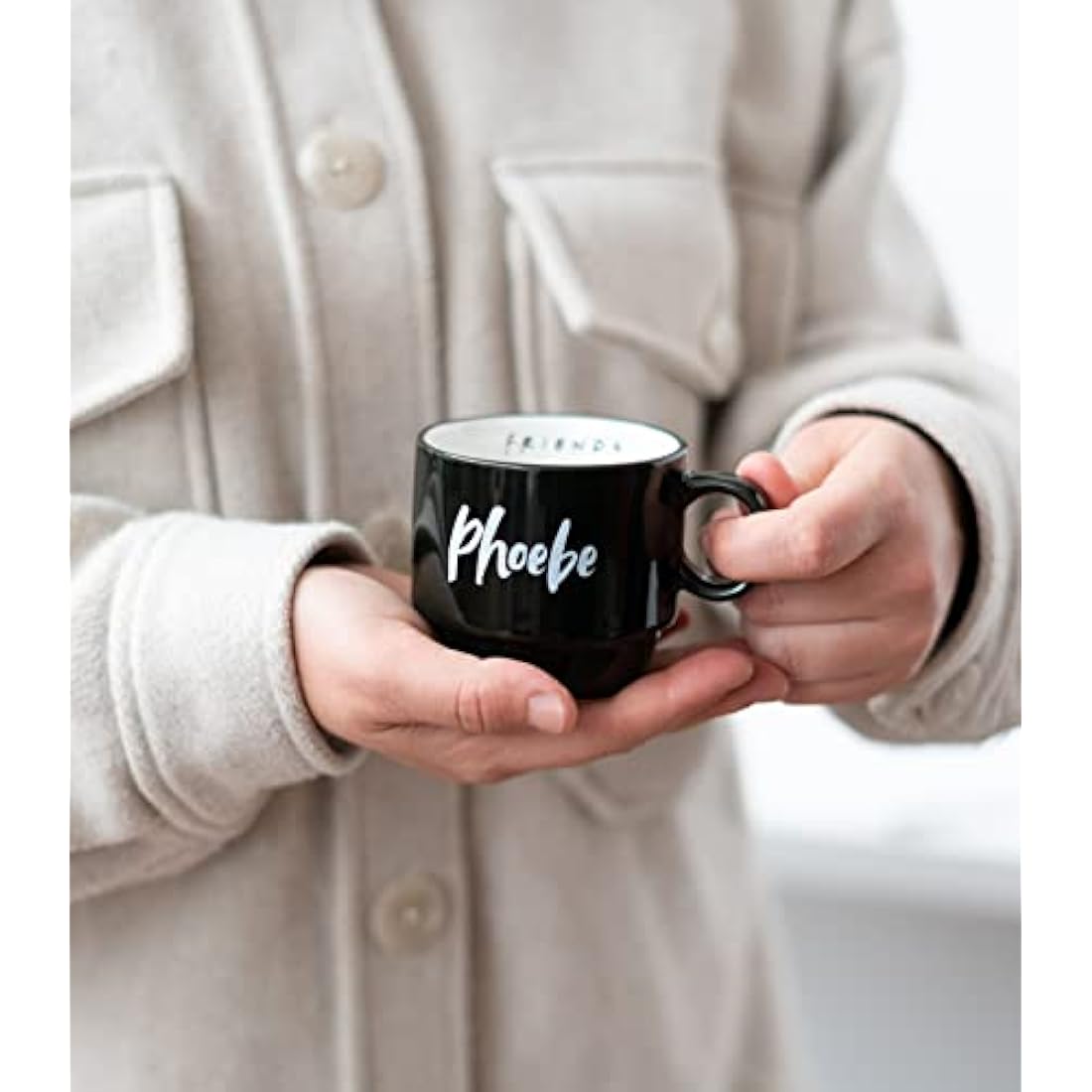 Friends TV Show Stacking Mugs Set of 6 with Stand - 5.4oz Porcelain Cups