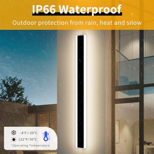 Mikeru 150cm LED Outdoor Wall Light | IP65 Waterproof Black Sconce