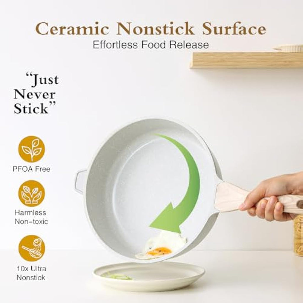 Kordisen 28cm Ceramic Nonstick Deep Frying Pan with Lid | Induction