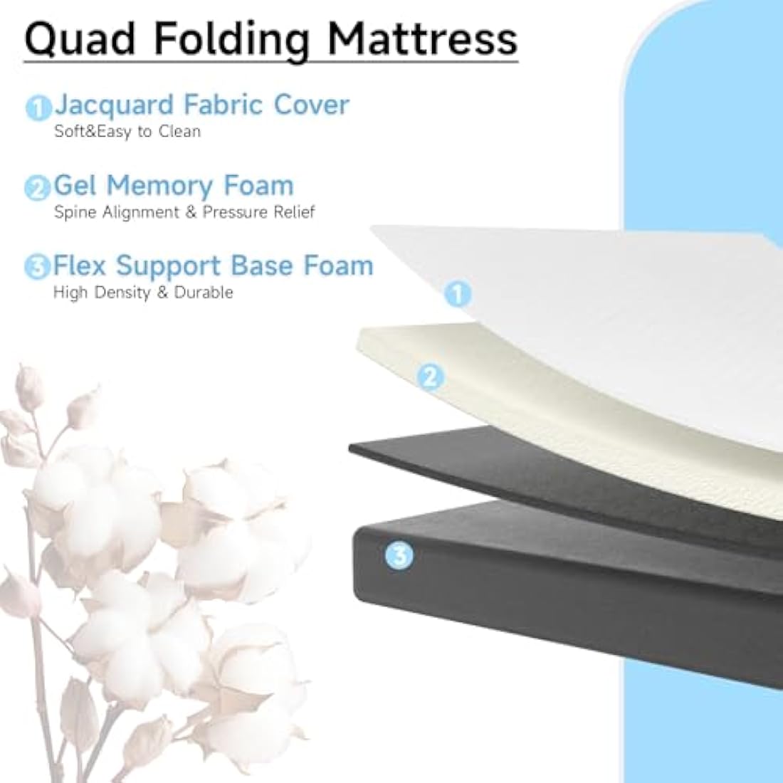wowttrelax 4-Inch Folding Memory Foam Mattress - Single (90x190cm)