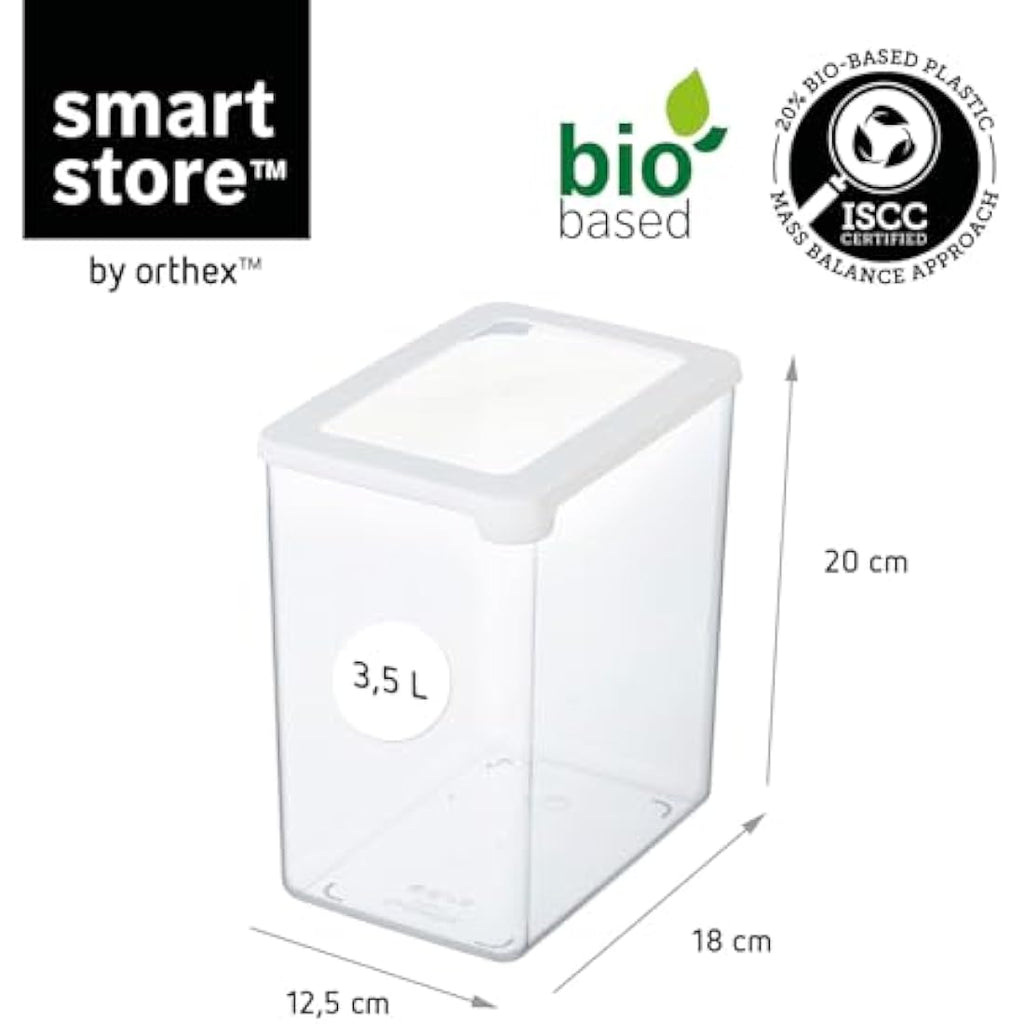 SmartStore Airtight Dry Food Containers – 3.5L Bio-Based Plastic Set of 4