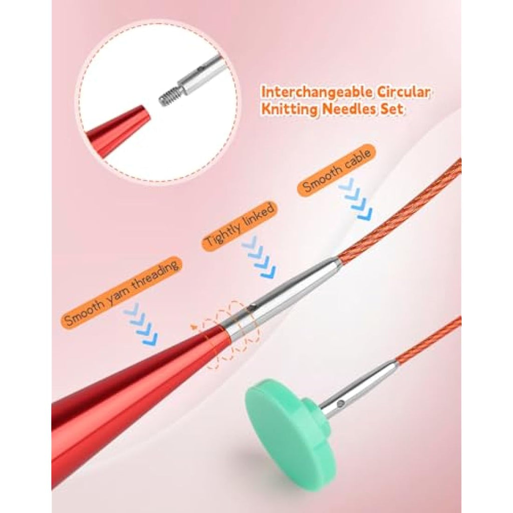 Aeelike Interchangeable Circular Knitting Needles Set | 13 Pairs, 3-10mm