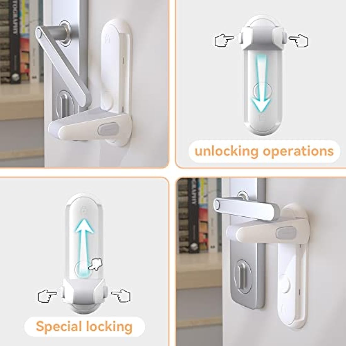 SAFELON Door Lever Locks for Childproof & Petproof - 2 Pack White