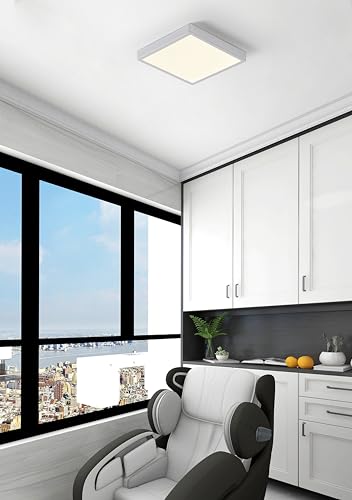 Eglo Argolis 2 LED Outdoor Ceiling Light | IP44 Square White Metal Lamp
