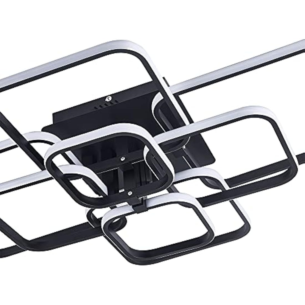 XEMQENER Modern 8-Square LED Ceiling Light | 152W Black Acrylic Chandelier