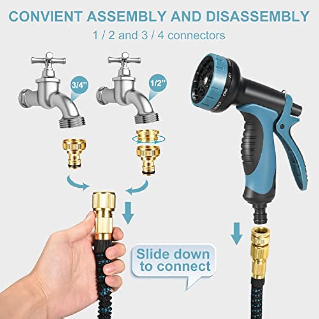 100FT Expandable Garden Hose with 10-Function Spray Gun