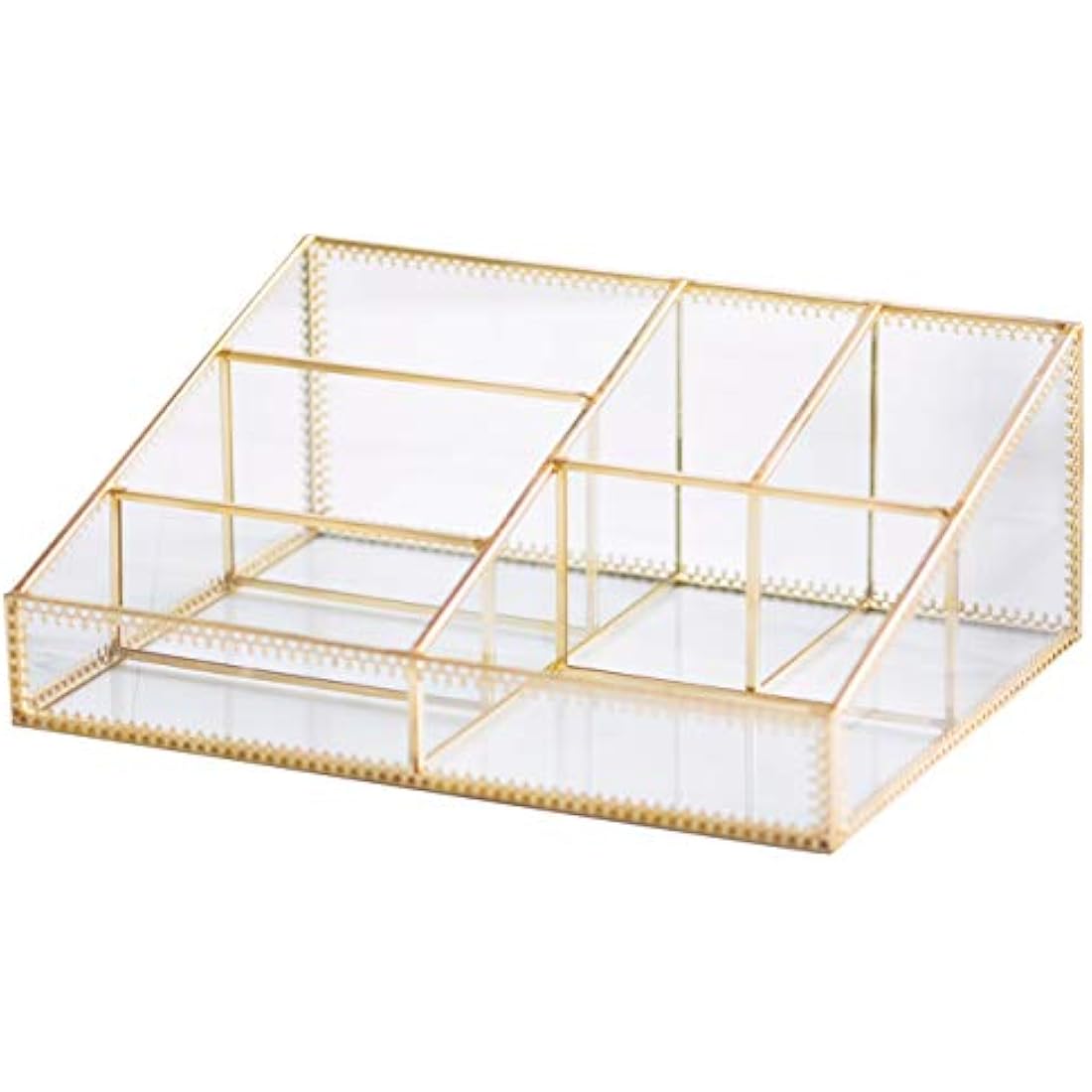 Jolof Store Glass Makeup Organizer – Gold Antique Cosmetic Storage Box