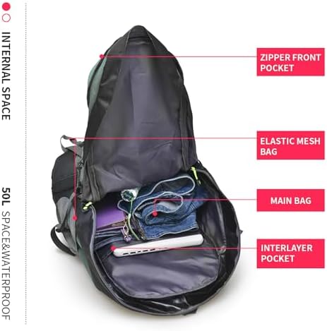 Jolof Store 50L Hiking Backpack – Water Resistant Lightweight Daypack