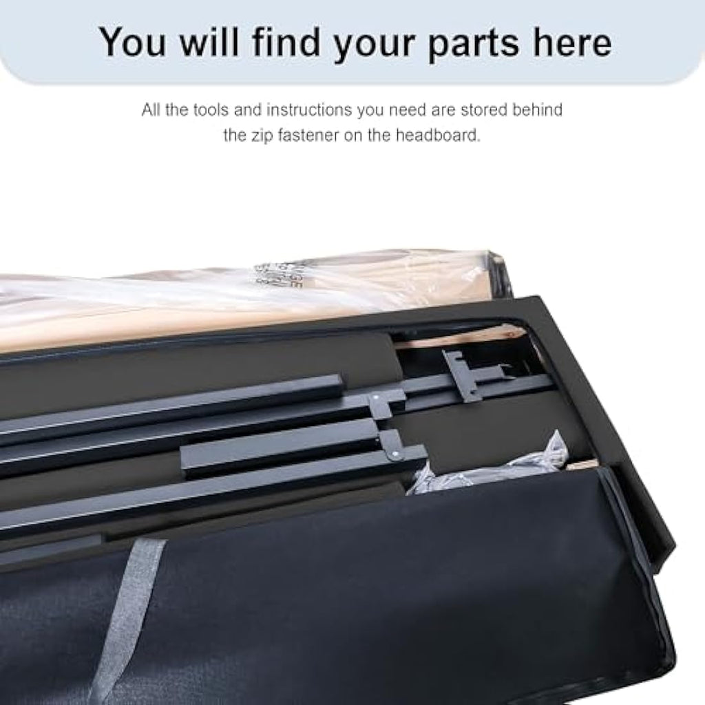 King Bed Frame – Upholstered Linen with Underbed Storage
