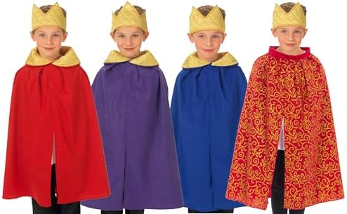 Charlie Crow Kids King or Queen Nativity Cloak Costume - Ages 3-8