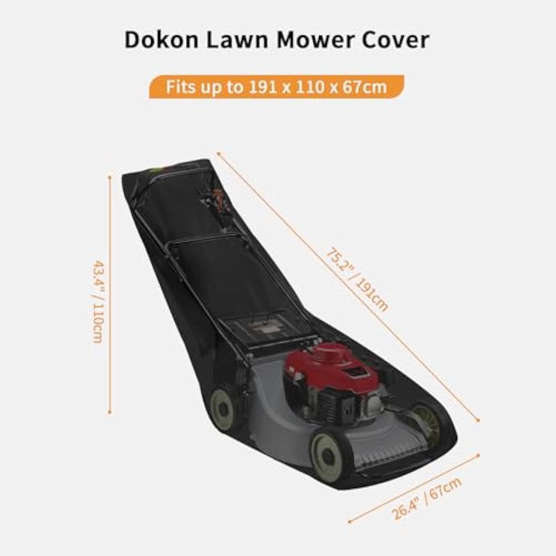 Dokon Waterproof Lawn Mower Cover – Heavy Duty Oxford Fabric, 191cm