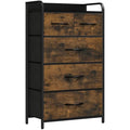 YITAHOME 5-Drawer Fabric Dresser – Rustic Brown Storage Chest with Metal Frame