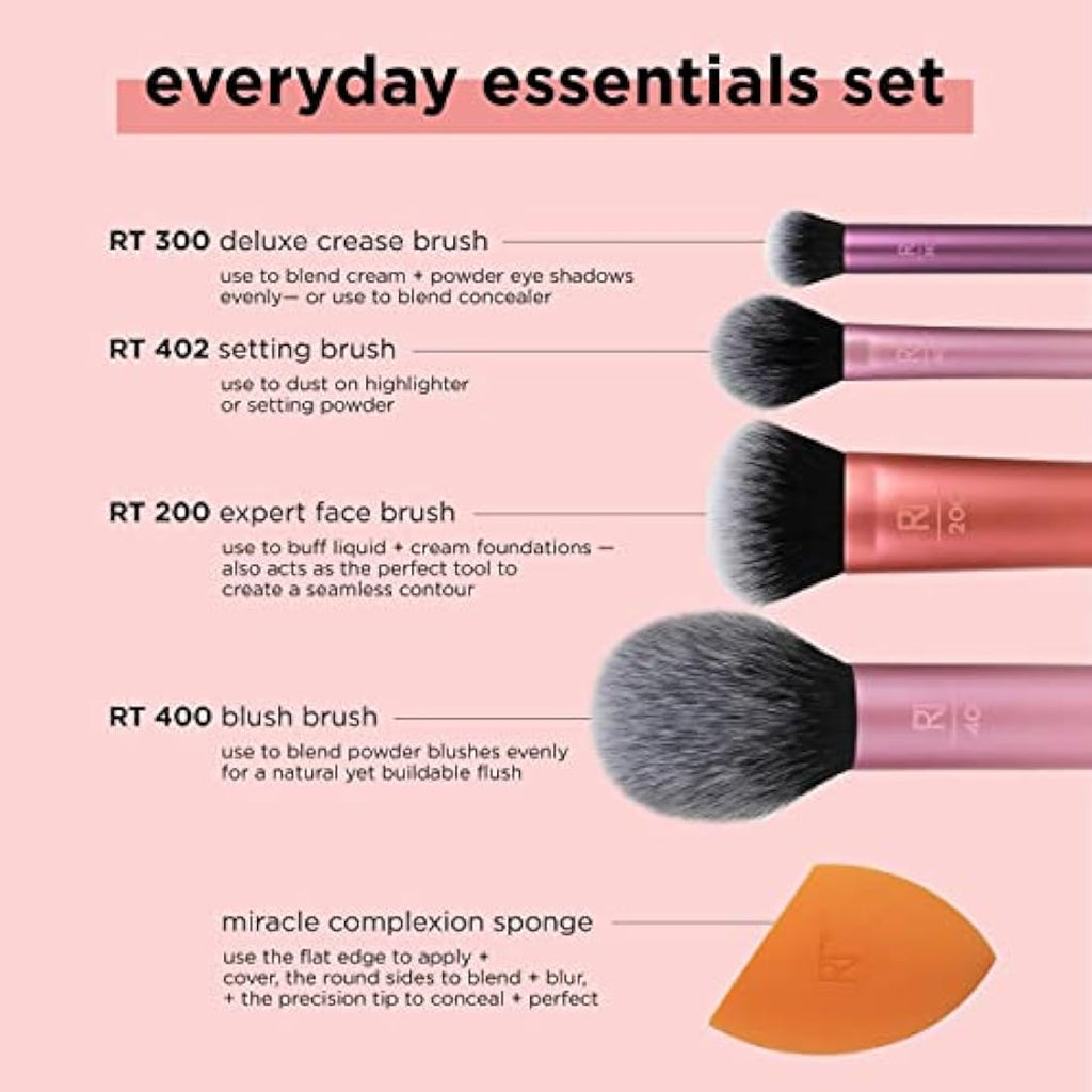 Real Techniques Everyday Essentials 5-Piece Makeup Brush & Sponge Set