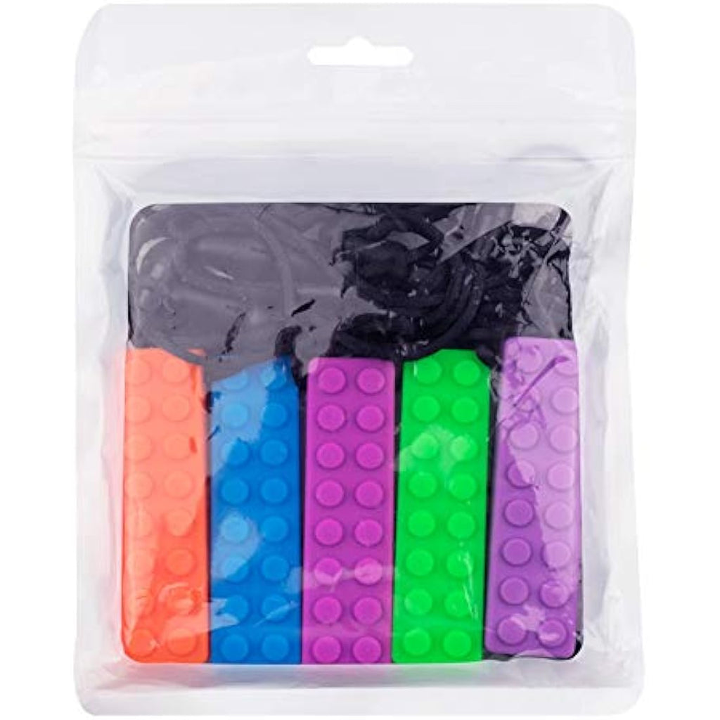 Novelfun Sensory Chew Necklace - 5 Pack Food-Grade Silicone Fidget Toy