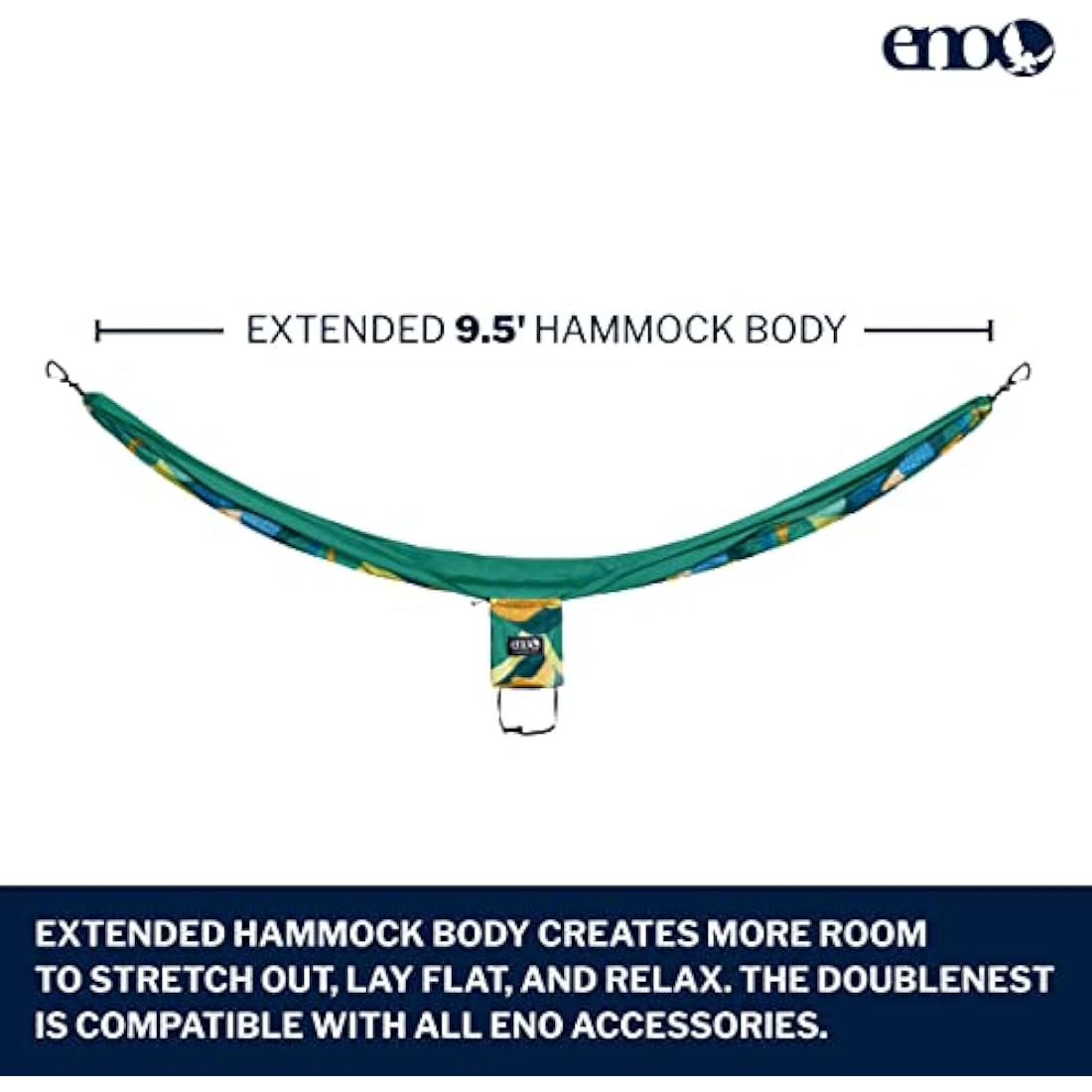 ENO DoubleNest Print Lightweight 2-Person Camping Hammock – Retro/Emerald