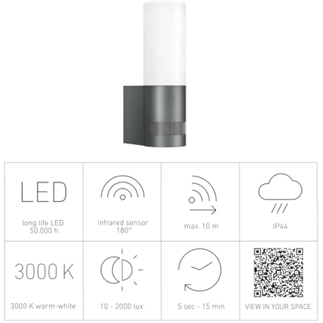 Steinel L 605 S LED Outdoor Wall Light – Motion Sensor – Anthracite