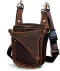 Le'aokuu Mens Genuine Leather Motorcycle Drop Leg Bag | Waist Pack