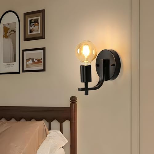 DELIPOP Industrial Wall Lights – 4 Pack Black Metal Vintage Sconces