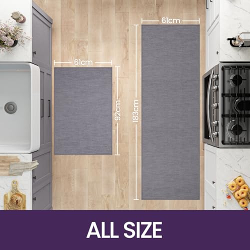 DEXI Non-Slip Kitchen Rug Mat Set | 2-Piece Washable Rubber Backed Runner