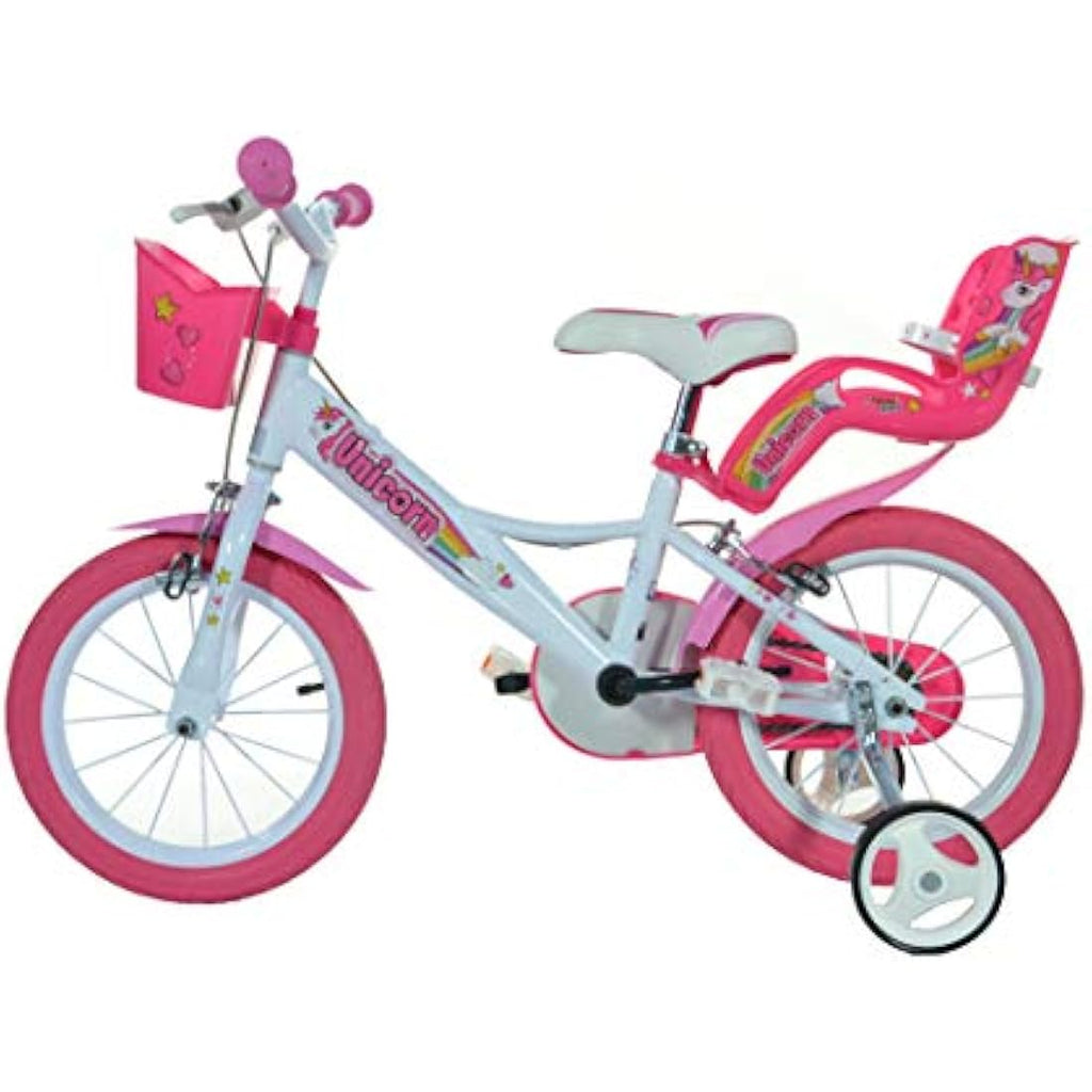 Dino Bikes Unicorn 16-Inch Girls Bicycle with Doll Seat and Basket