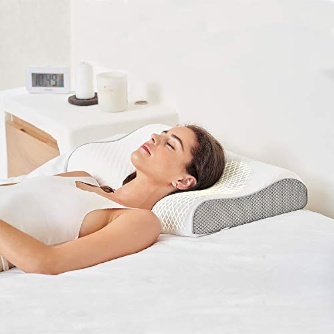 ComfyCozy Orthopedic Memory Foam Pillow & Silk Eye Mask - Large