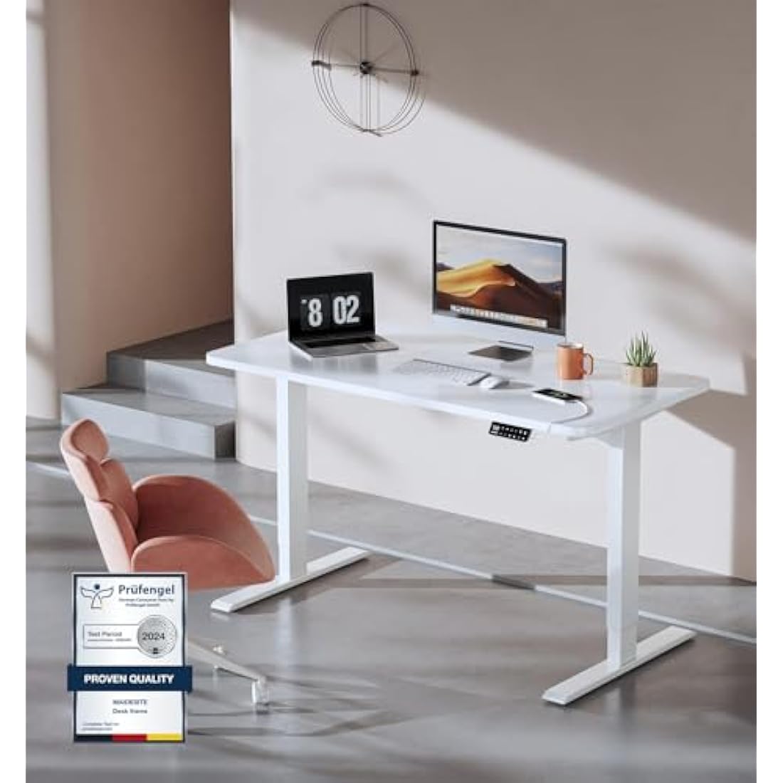 MAIDeSITe Dual Motor Standing Desk Frame – Ergonomic T2 Pro, White