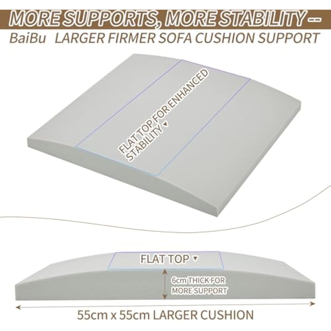 Baibu Sofa Cushion Support for Sagging Seats | High Density Foam, 2-Pack