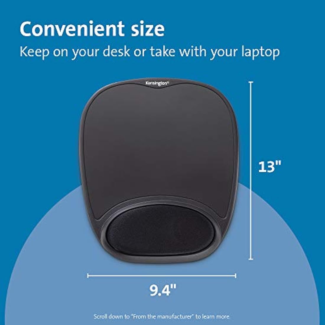 Kensington Ergonomic Gel Mouse Pad with Wrist Rest - Black Non-Skid