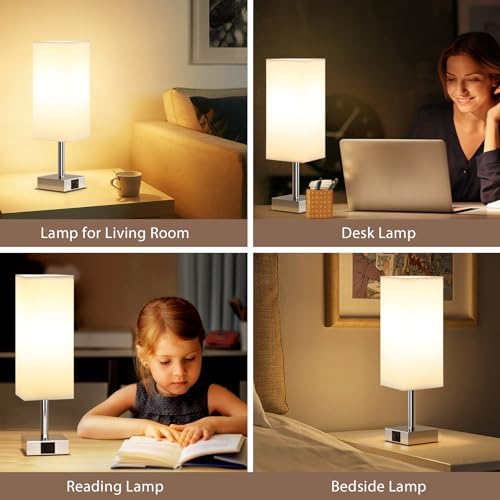 Jolof Store Touch Control Bedside Lamps Set of 2 | 3-Way Dimmable USB C+A
