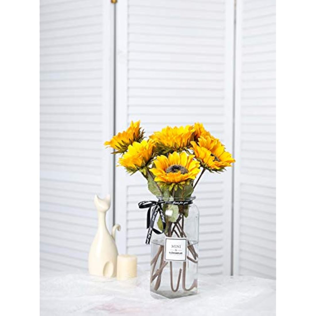 Artificial Silk Sunflowers – 17.3" Single Stem, 6-Pack Golden