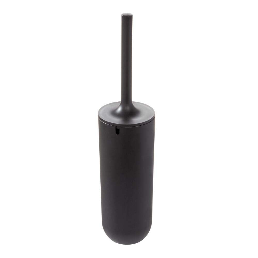 iDesign Slim Toilet Brush and Holder | Silicone Bristles | Black Plastic