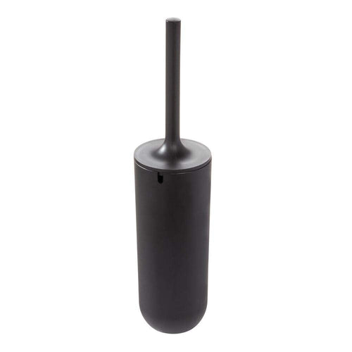 iDesign Slim Toilet Brush and Holder | Silicone Bristles | Black Plastic