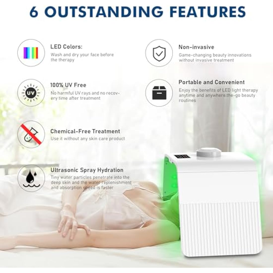 Cozion 7-Color LED Light Therapy Mask | Hydrating Spray Facial Machine