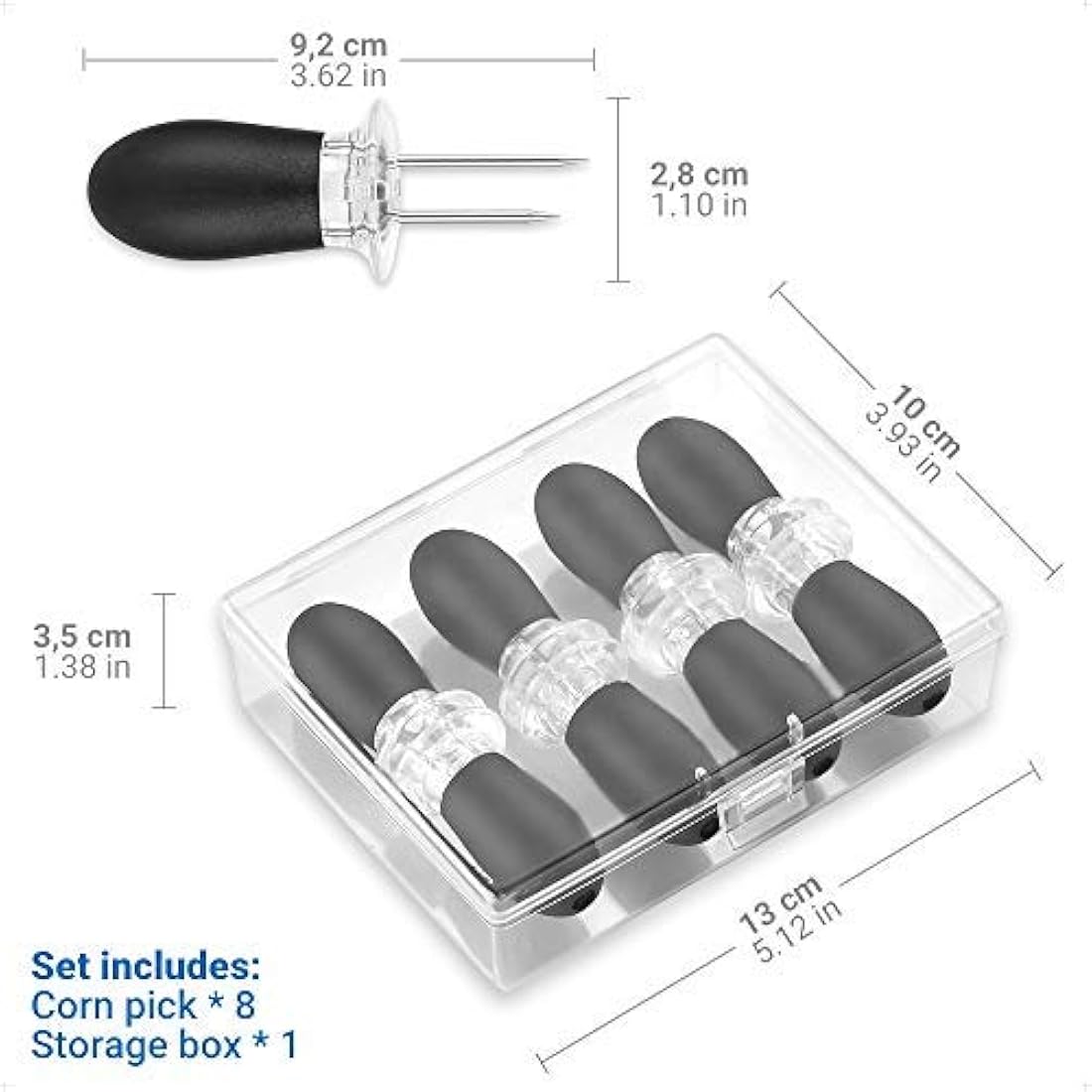 Ecooe Corn on the Cob Holders – 8 Piece Stainless Steel Skewers with Box