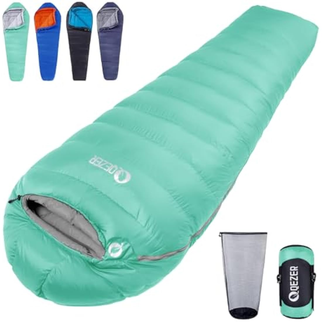 QEZER 4-Season Down Sleeping Bag | 620FP Duck Down Mummy Bag