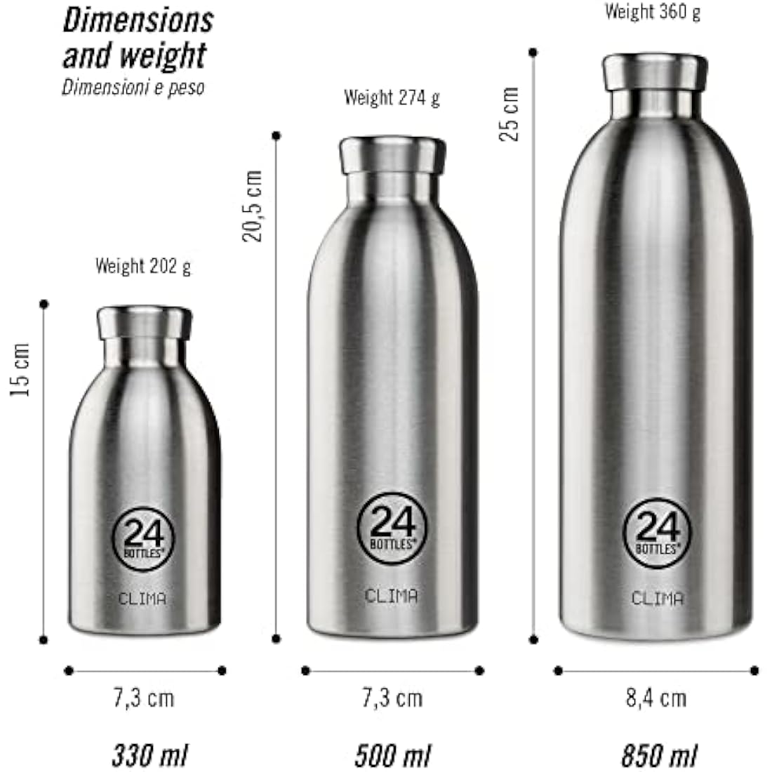 24BOTTLES Clima Bottle – 850ml Insulated Stainless Steel Water Bottle