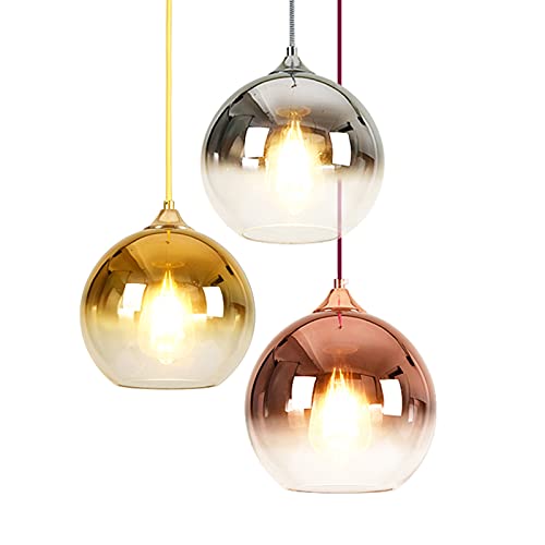 MZStech Modern Glass Globe Pendant Light – 20cm Rose Gold Chandelier